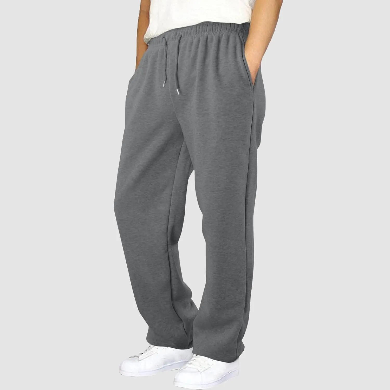 Men's Waffle Joggers, Lightweight Drawstring Casual Bottom Sweatpants, Straight Leg Slim Jogger Sweatpants with Pockets