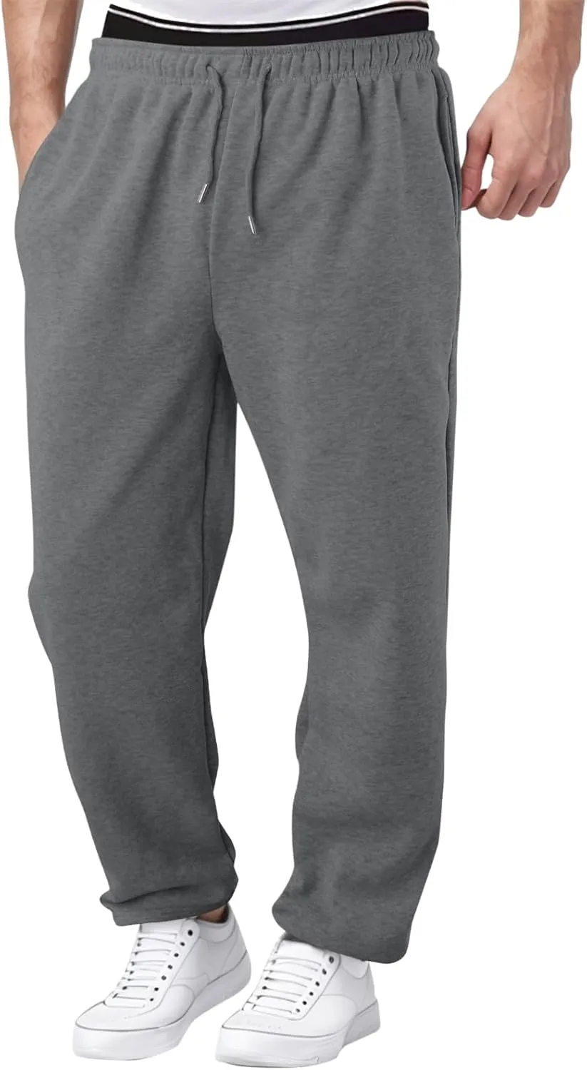 Men's Waffle Joggers, Lightweight Drawstring Casual Bottom Sweatpants, Straight Leg Slim Jogger Sweatpants with Pockets