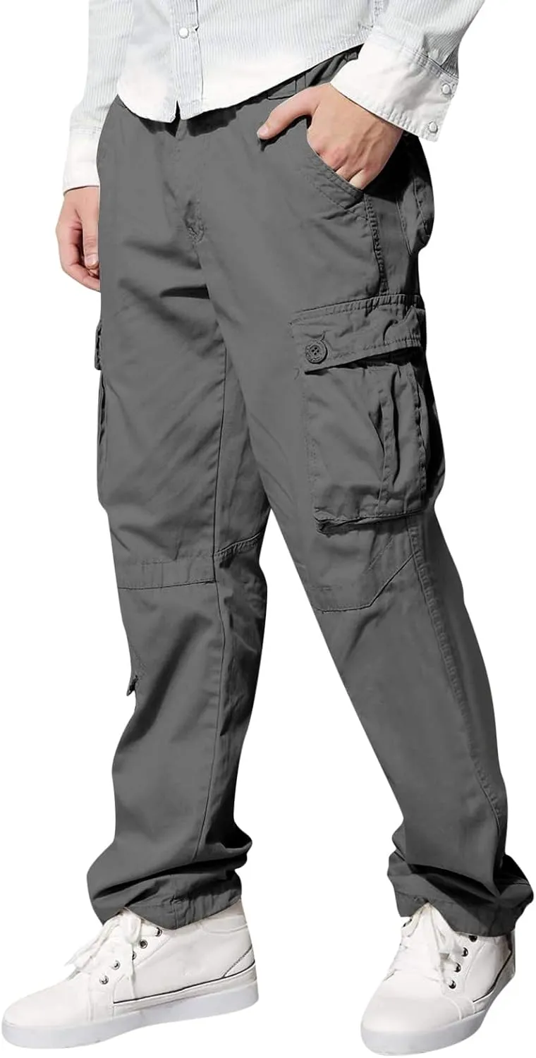 Mens Wild Cargo Pants Four Seasons Street Casual Sports Solid Color Trousers Multi Pocket Overalls Fashion Joggers
