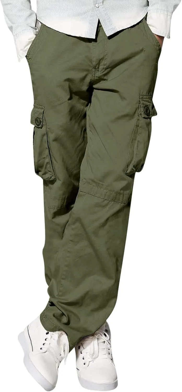 Mens Wild Cargo Pants Four Seasons Street Casual Sports Solid Color Trousers Multi Pocket Overalls Fashion Joggers