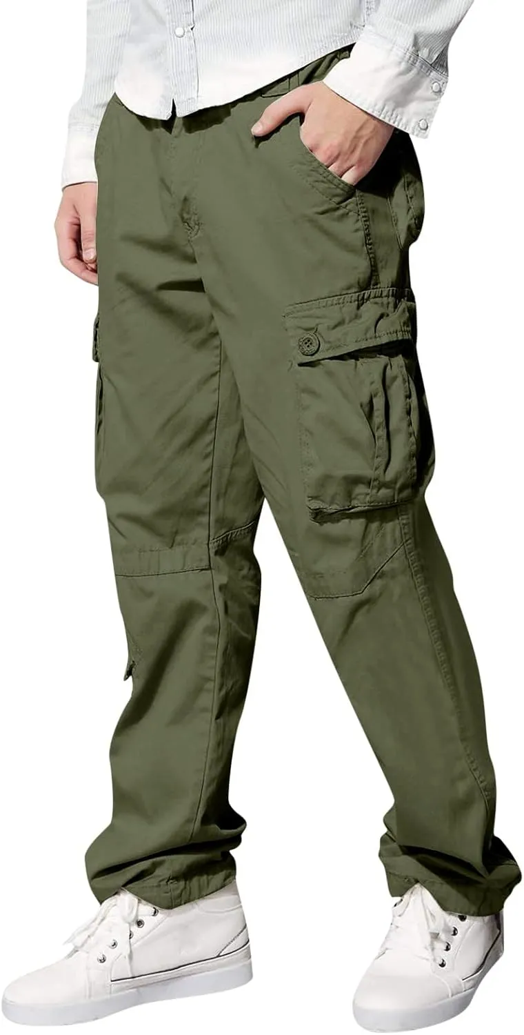 Mens Wild Cargo Pants Four Seasons Street Casual Sports Solid Color Trousers Multi Pocket Overalls Fashion Joggers