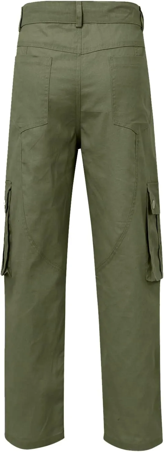 Mens Wild Cargo Pants Four Seasons Street Casual Sports Solid Color Trousers Multi Pocket Overalls Fashion Joggers