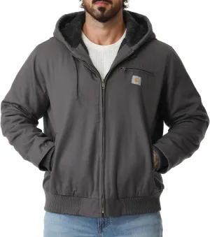 Men's Work Coat Washed Duck Fleece Lined Waterproof Workwear Fit Relaxed Winter Hooded Active Jacket