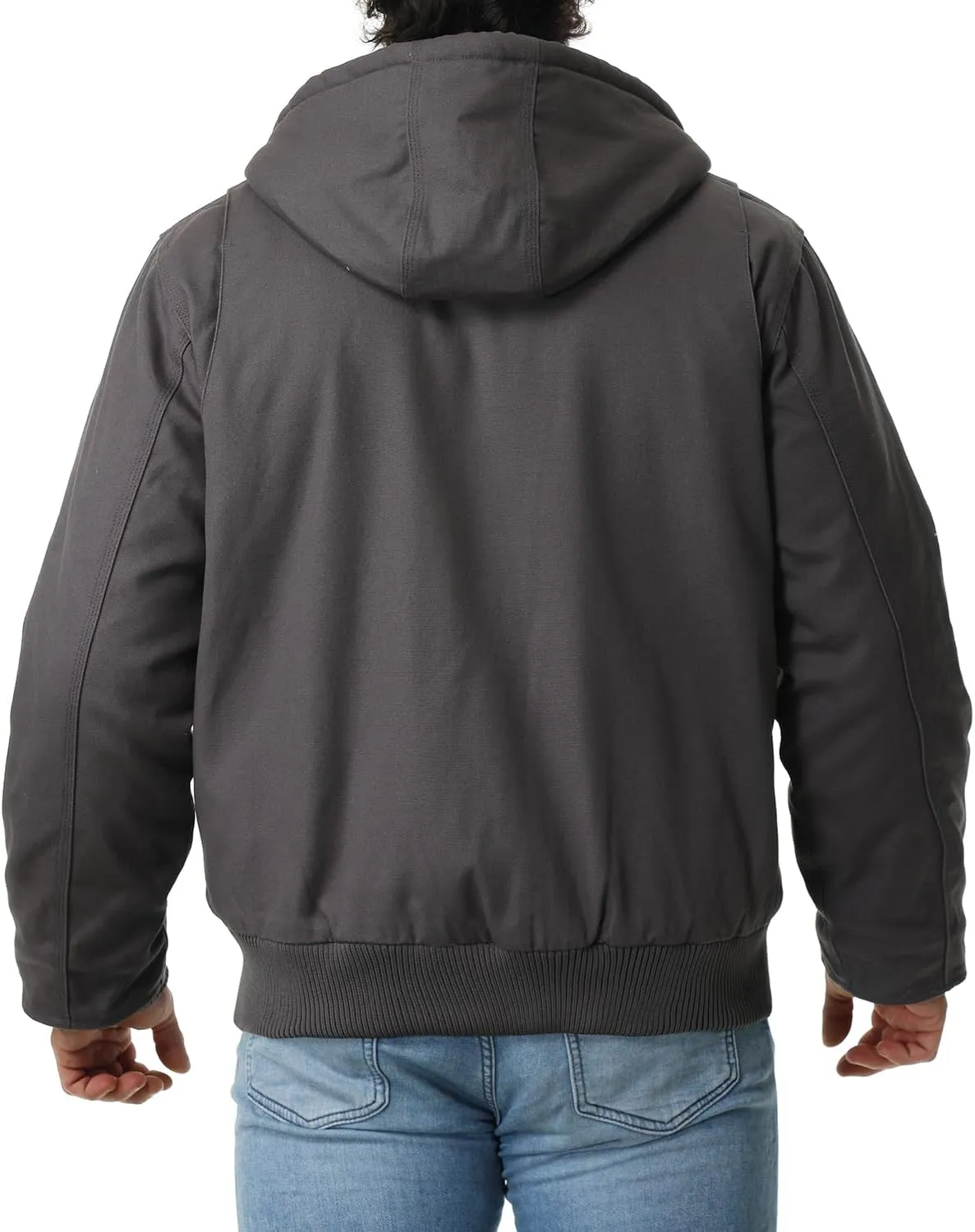 Men's Work Coat Washed Duck Fleece Lined Waterproof Workwear Fit Relaxed Winter Hooded Active Jacket