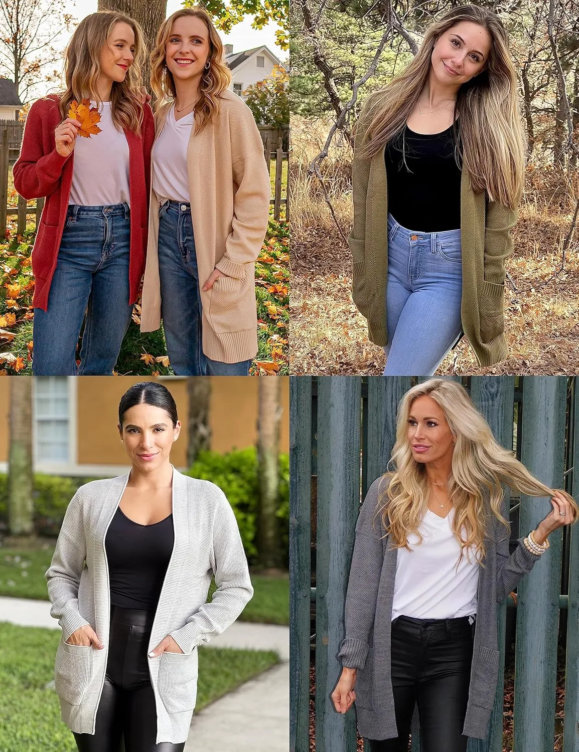 MEROKEETY Women's 2025 Long Sleeve Waffle Knit Cardigan Open Front Cozy Sweater Coat with Pockets