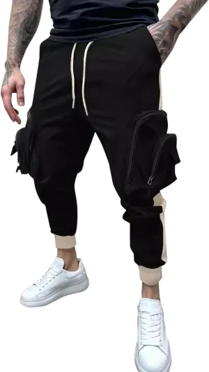MIDOO Cargo Pants for Men Slim Fit Casual Drawstring Waist Lightweight Breathable Active Athletic Fishing Hiking Pants