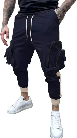 MIDOO Cargo Pants for Men Slim Fit Casual Drawstring Waist Lightweight Breathable Active Athletic Fishing Hiking Pants