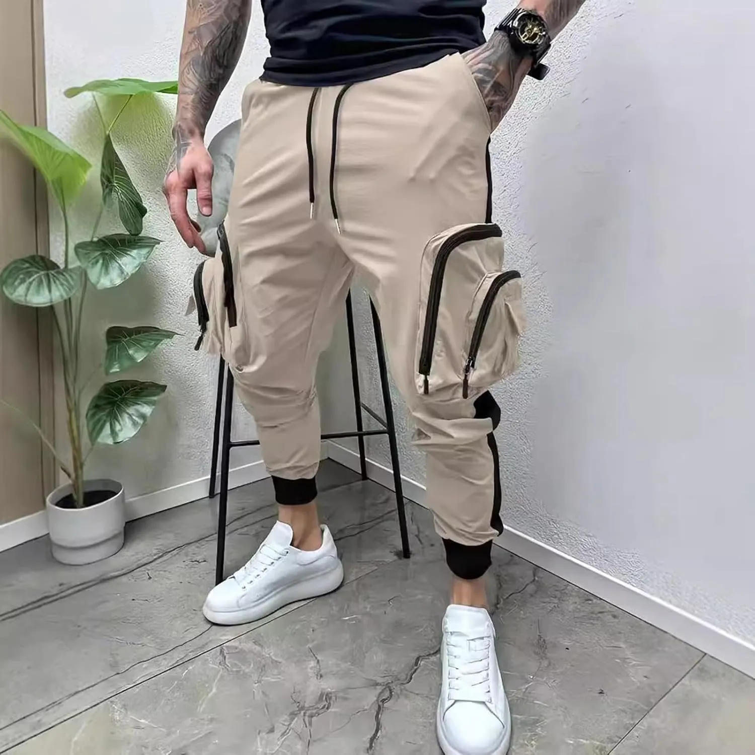 MIDOO Cargo Pants for Men Slim Fit Casual Drawstring Waist Lightweight Breathable Active Athletic Fishing Hiking Pants