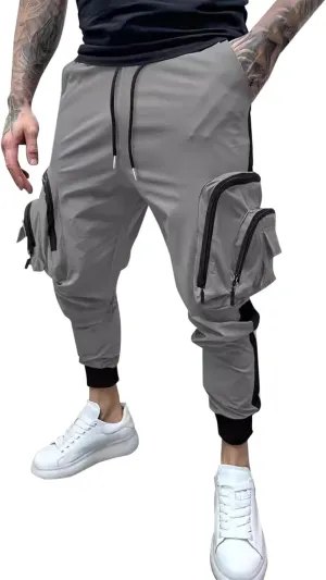 MIDOO Cargo Pants for Men Slim Fit Casual Drawstring Waist Lightweight Breathable Active Athletic Fishing Hiking Pants