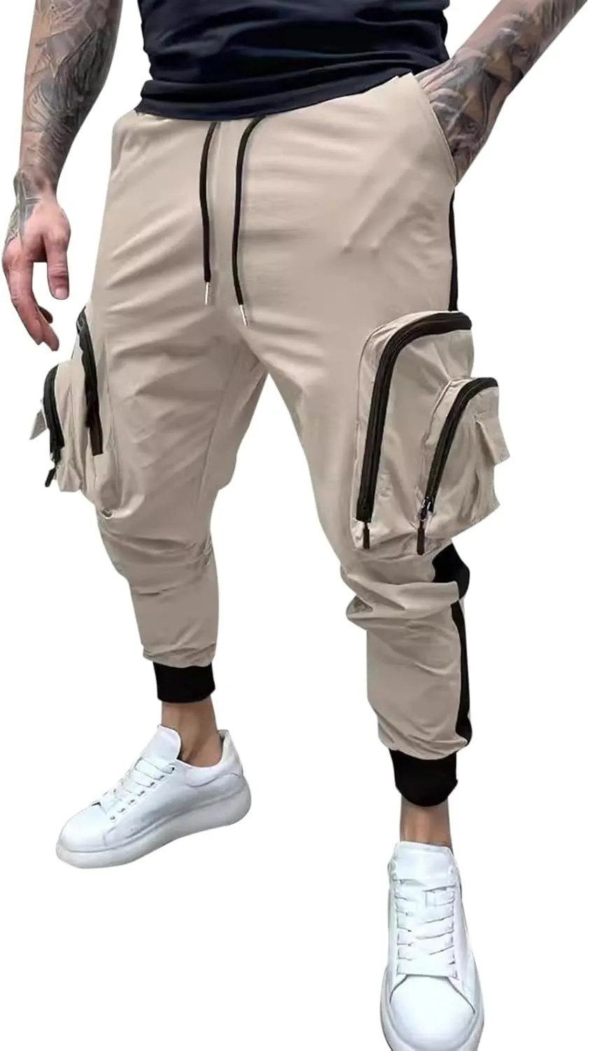 MIDOO Cargo Pants for Men Slim Fit Casual Drawstring Waist Lightweight Breathable Active Athletic Fishing Hiking Pants