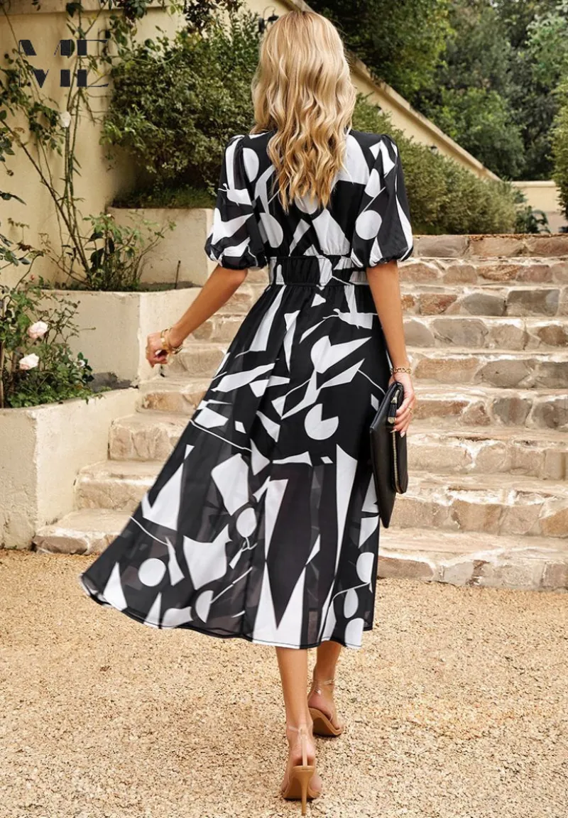Monica  Elegant Floral Midi Dress