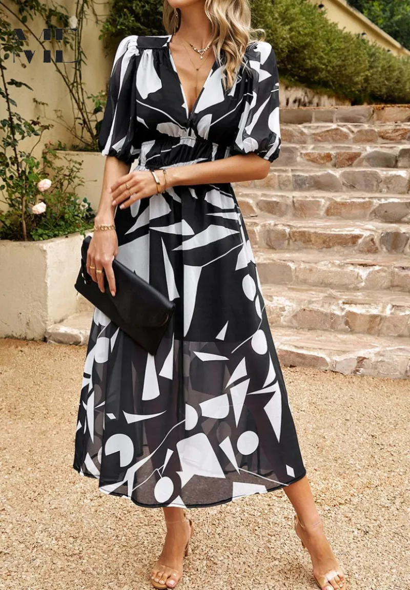 Monica  Elegant Floral Midi Dress