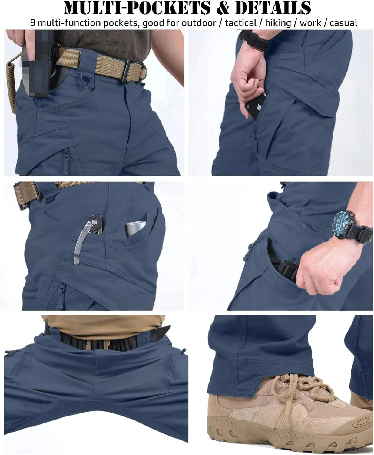 NAVEKULL Men's Military Cargo Tactical Pants Ripstop Lightweight Cotton Stretch Combat Outdoor Hiking Pants
