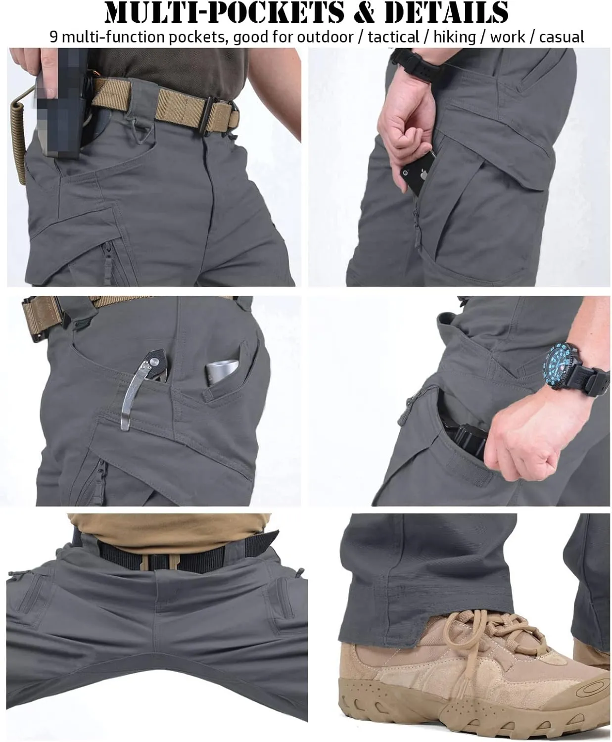 NAVEKULL Men's Military Cargo Tactical Pants Ripstop Lightweight Cotton Stretch Combat Outdoor Hiking Pants