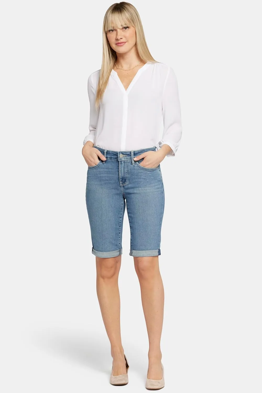 NYDJ Women's Briella Roll Cuff Jean Long Slimming Denim Shorts