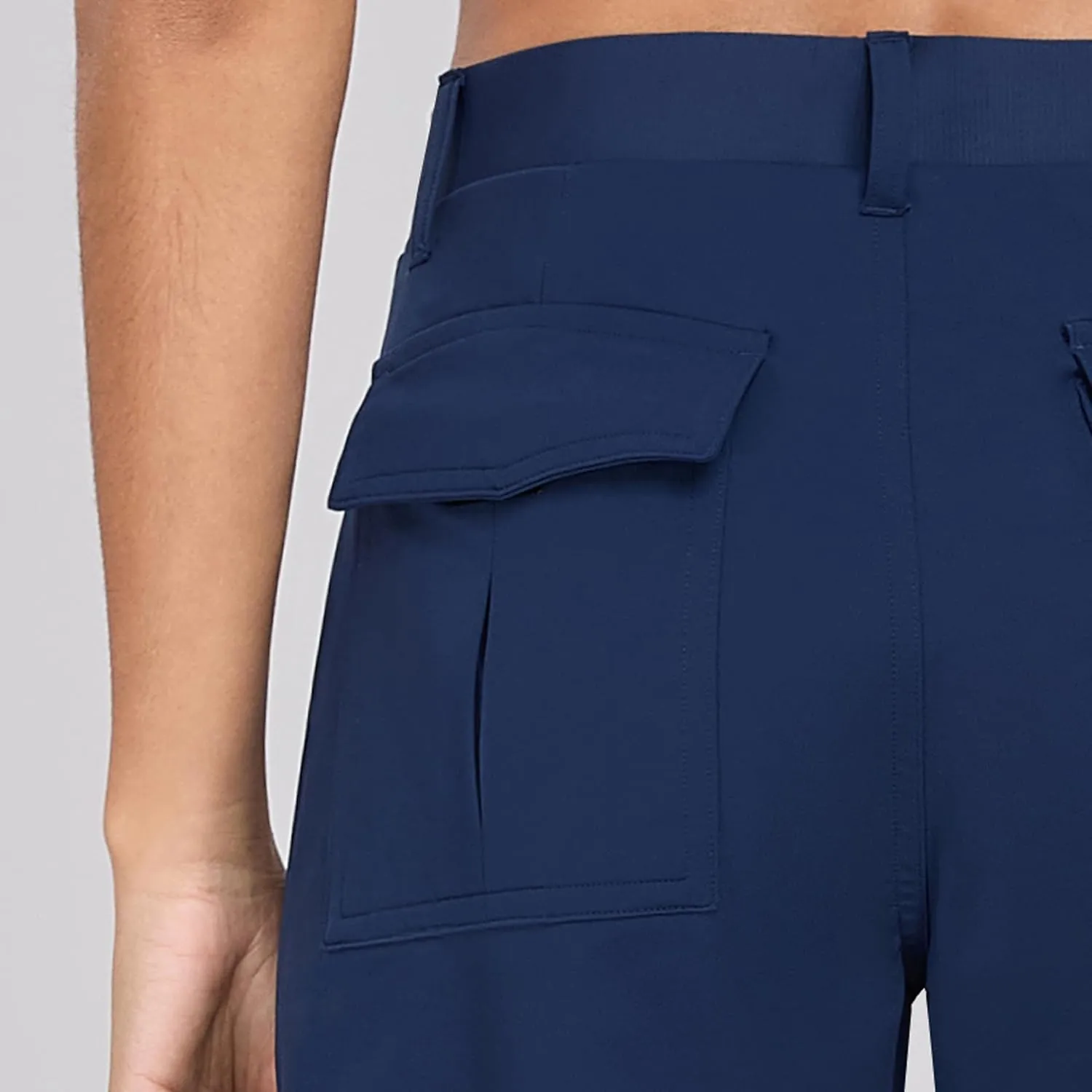 Oalka Women's Cargo Capri Pants Relaxed Fit Knit Waist Cropped Pant Casual Hiking Capris