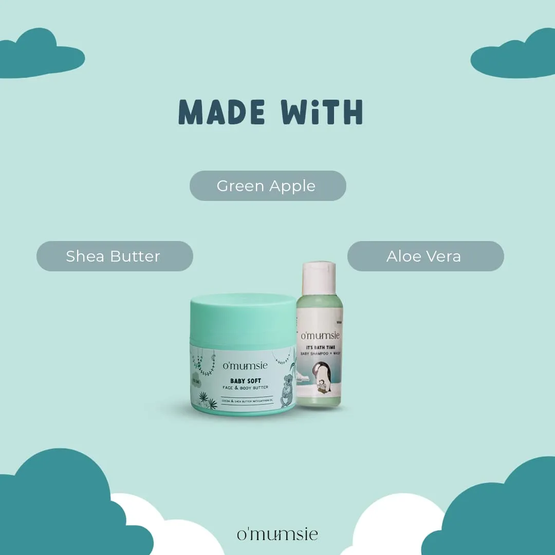 O'mumsie-Tiny Explorers Travel Kit for babies | Baby Shampoo   Body Butter