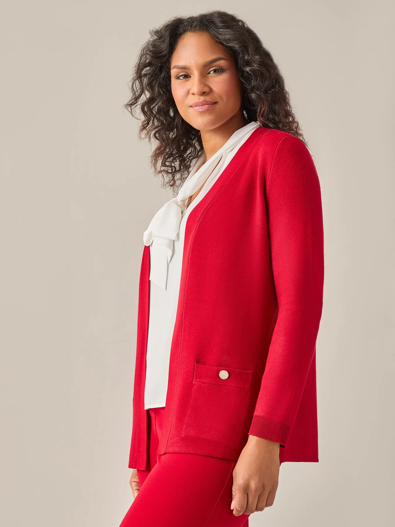 Open Front Cardigan, Crimson