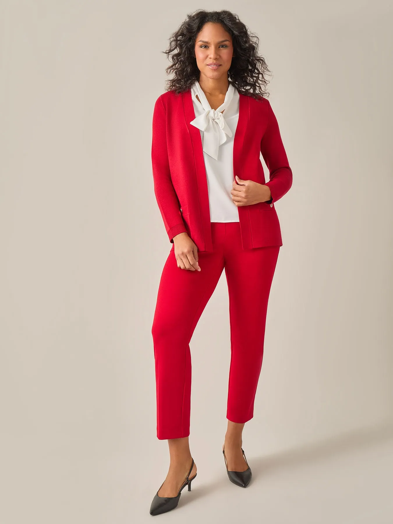 Open Front Cardigan, Crimson