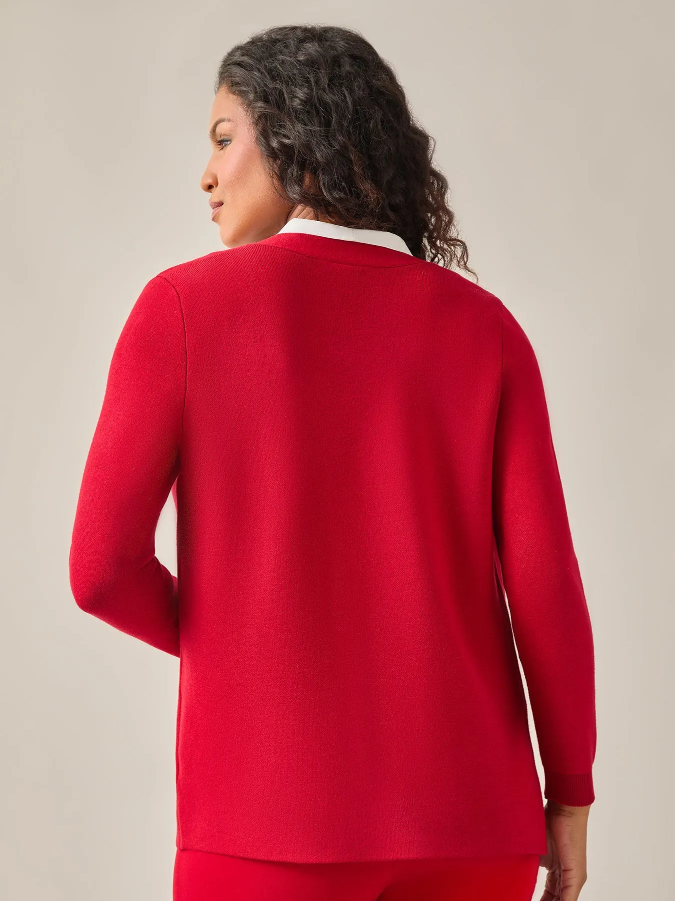 Open Front Cardigan, Crimson