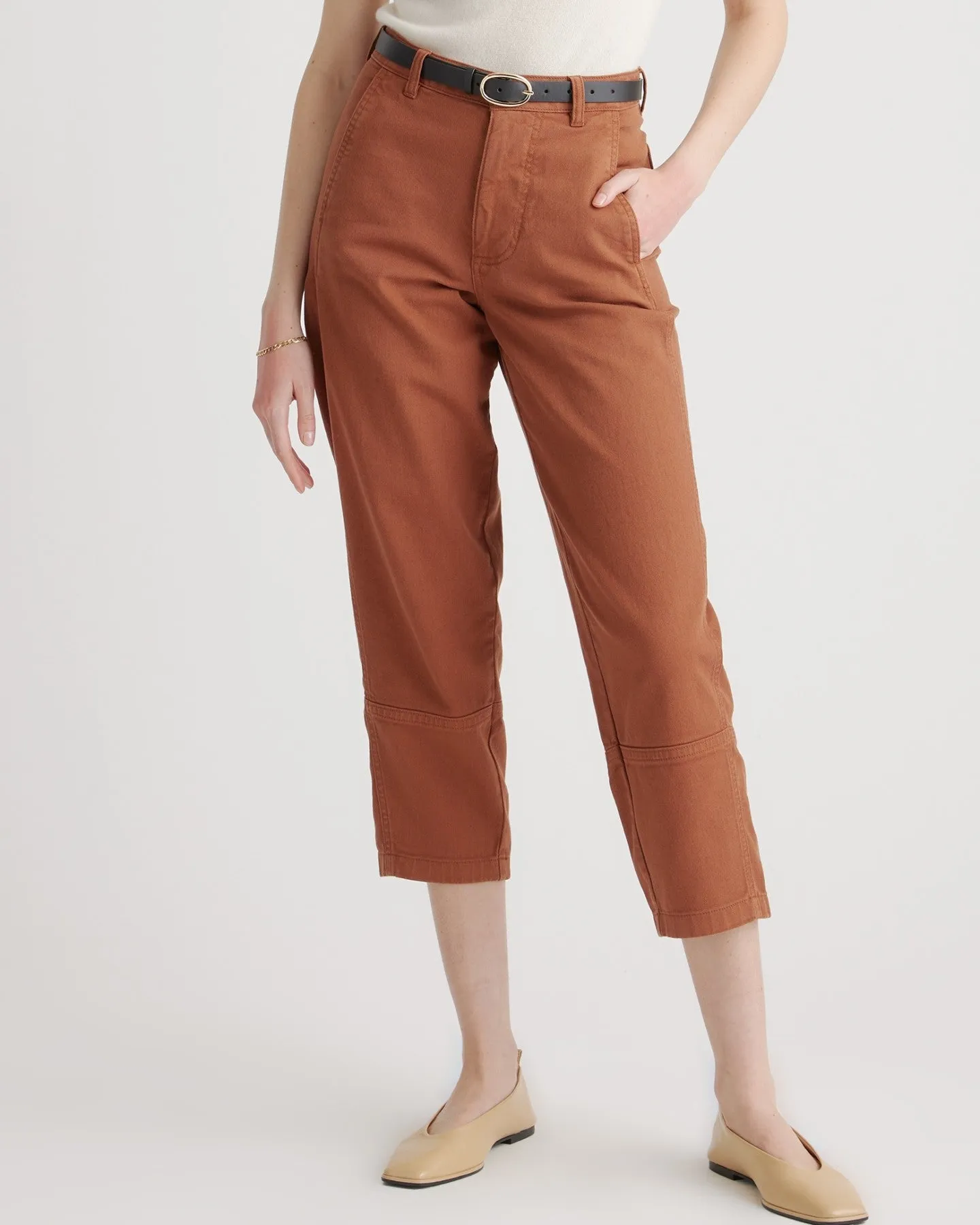 Organic Stretch Cotton Twill Barrel Pants