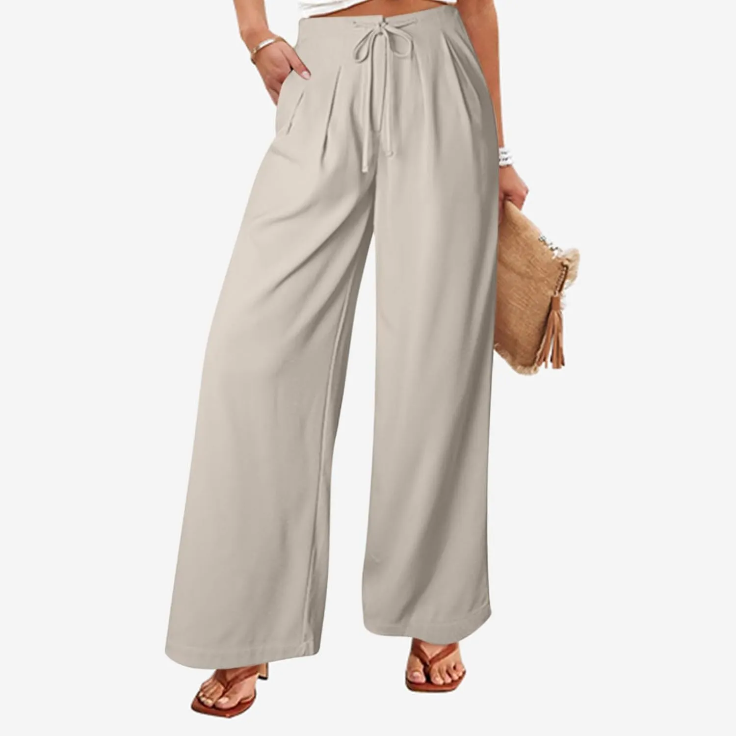Oversized Wide Leg Pants Women,Work Business Casual High Waisted Dress Pants Drawstring Palazzo Pants Flowy Trousers