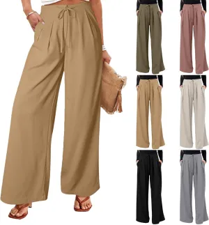 Oversized Wide Leg Pants Women,Work Business Casual High Waisted Dress Pants Drawstring Palazzo Pants Flowy Trousers