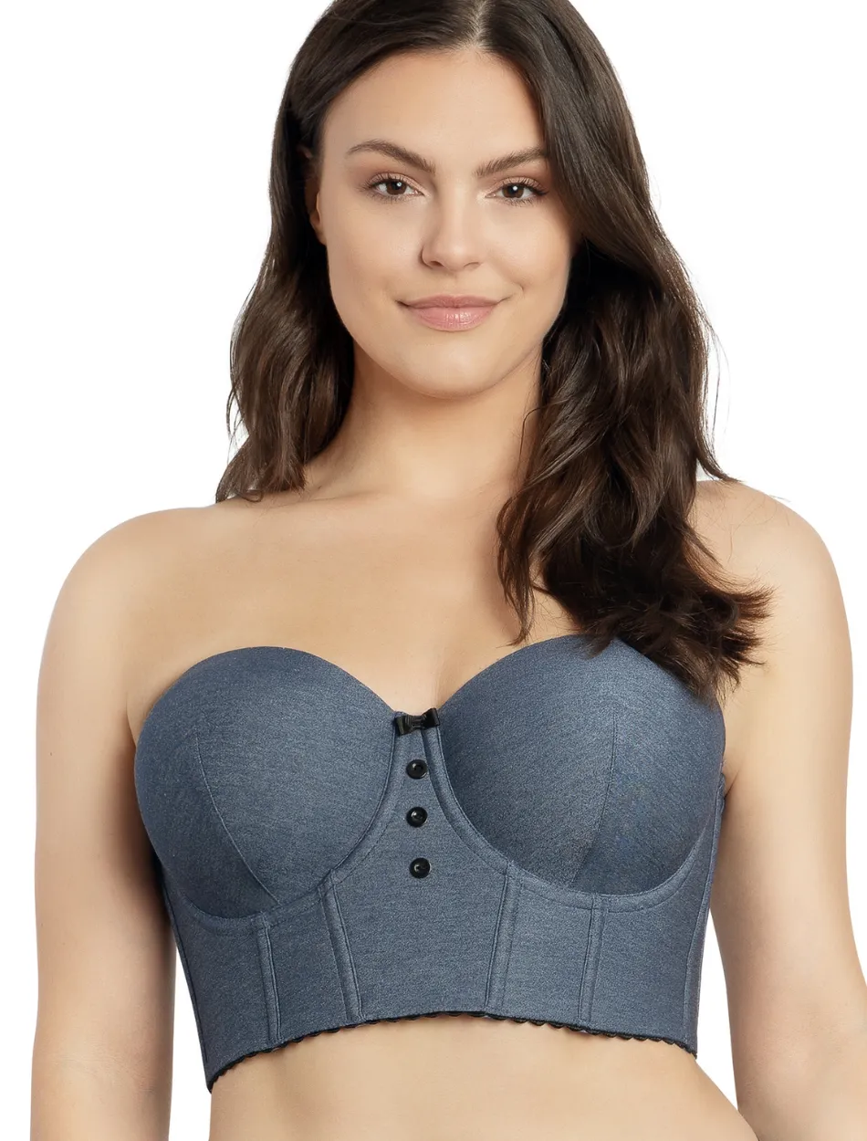 Parfait Dolly Longline Strapless Bustier, Blue | Dark Blue Strapless Bustier | Parfait Longline Strapless Bra