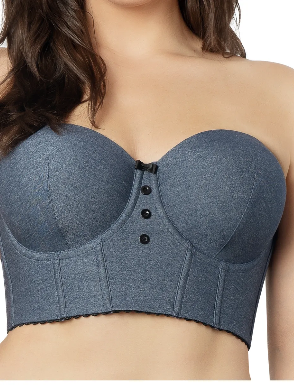 Parfait Dolly Longline Strapless Bustier, Blue | Dark Blue Strapless Bustier | Parfait Longline Strapless Bra