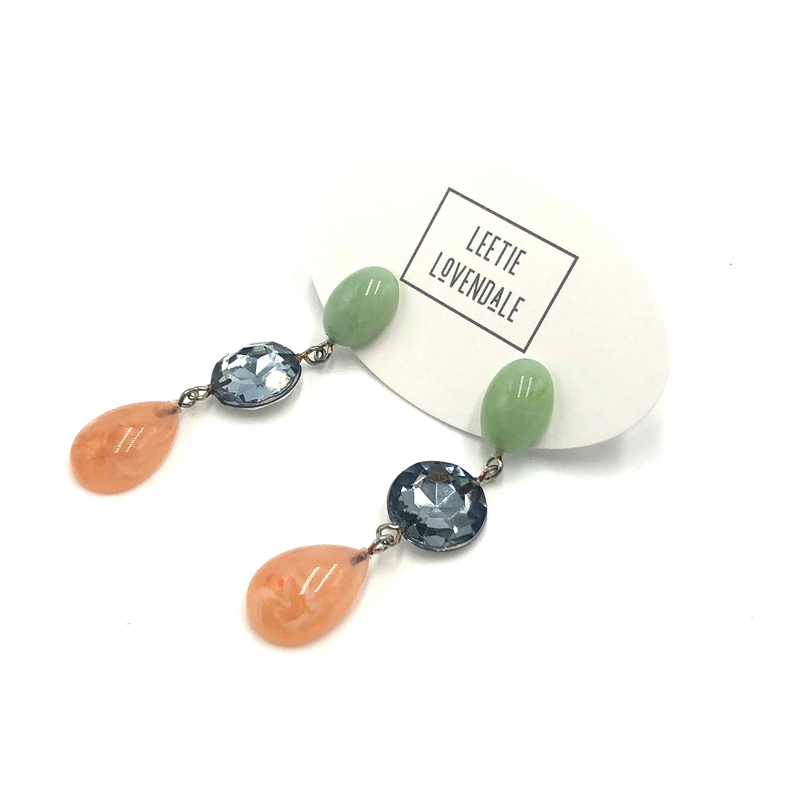 Peach & Grey Bling with Light Jade Trinket Earrings