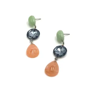Peach & Grey Bling with Light Jade Trinket Earrings