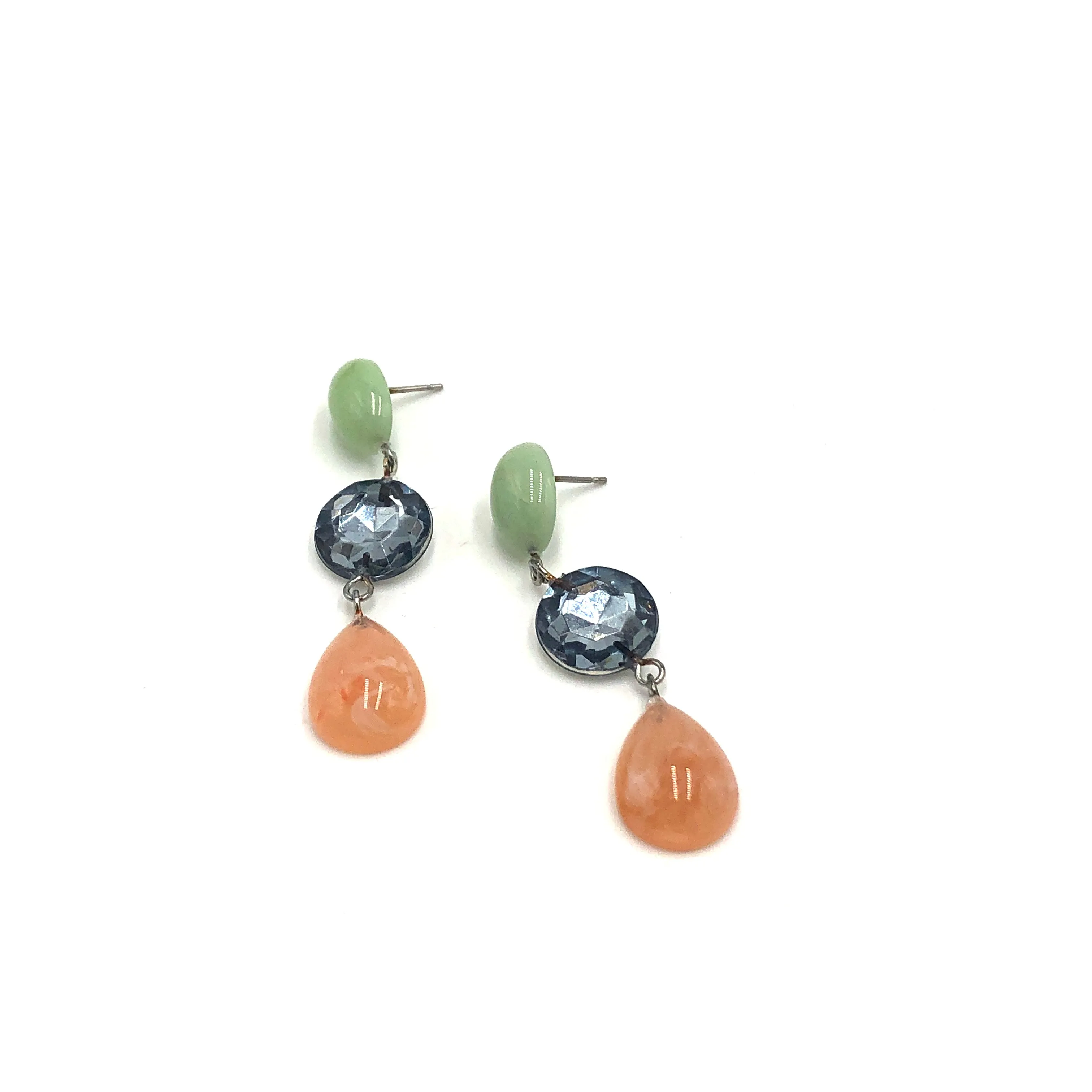 Peach & Grey Bling with Light Jade Trinket Earrings