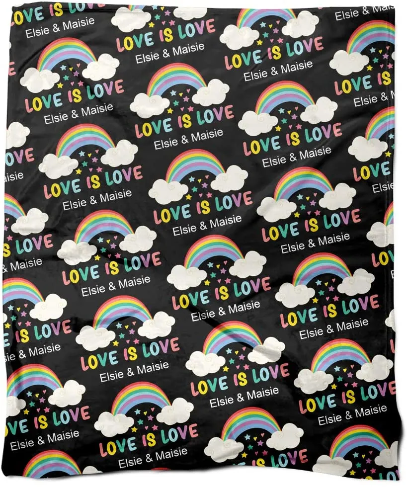 Personalized Couple Name Lgbt Blanket, Couple Gaymer Blanket, Gift To Couple Lesbian, Love Is Love Blanket