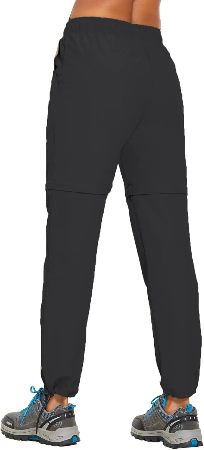 PINSPARK Women's Hiking Zip Off Pants Waterproof Convertible Shorts Lightweight for Camping Sweatpants with Pockets