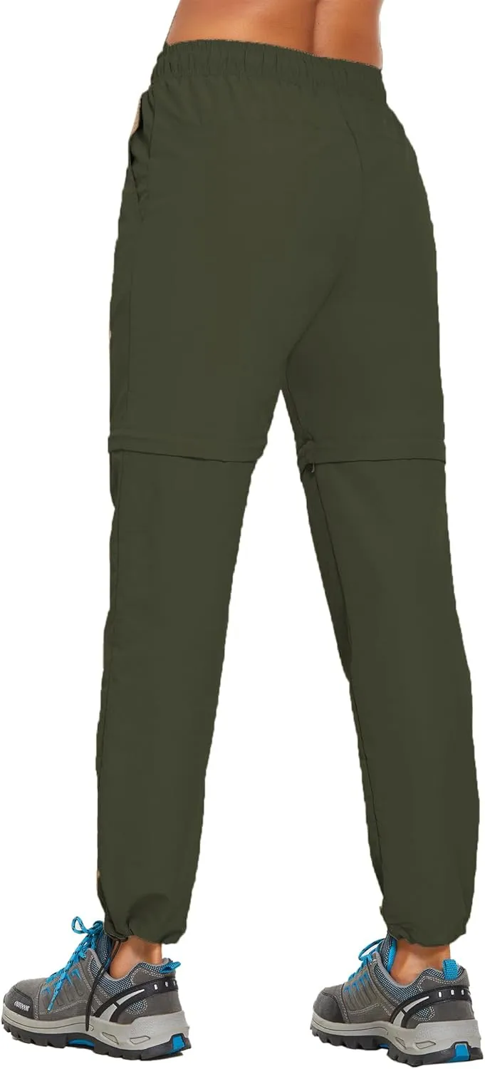 PINSPARK Women's Hiking Zip Off Pants Waterproof Convertible Shorts Lightweight for Camping Sweatpants with Pockets