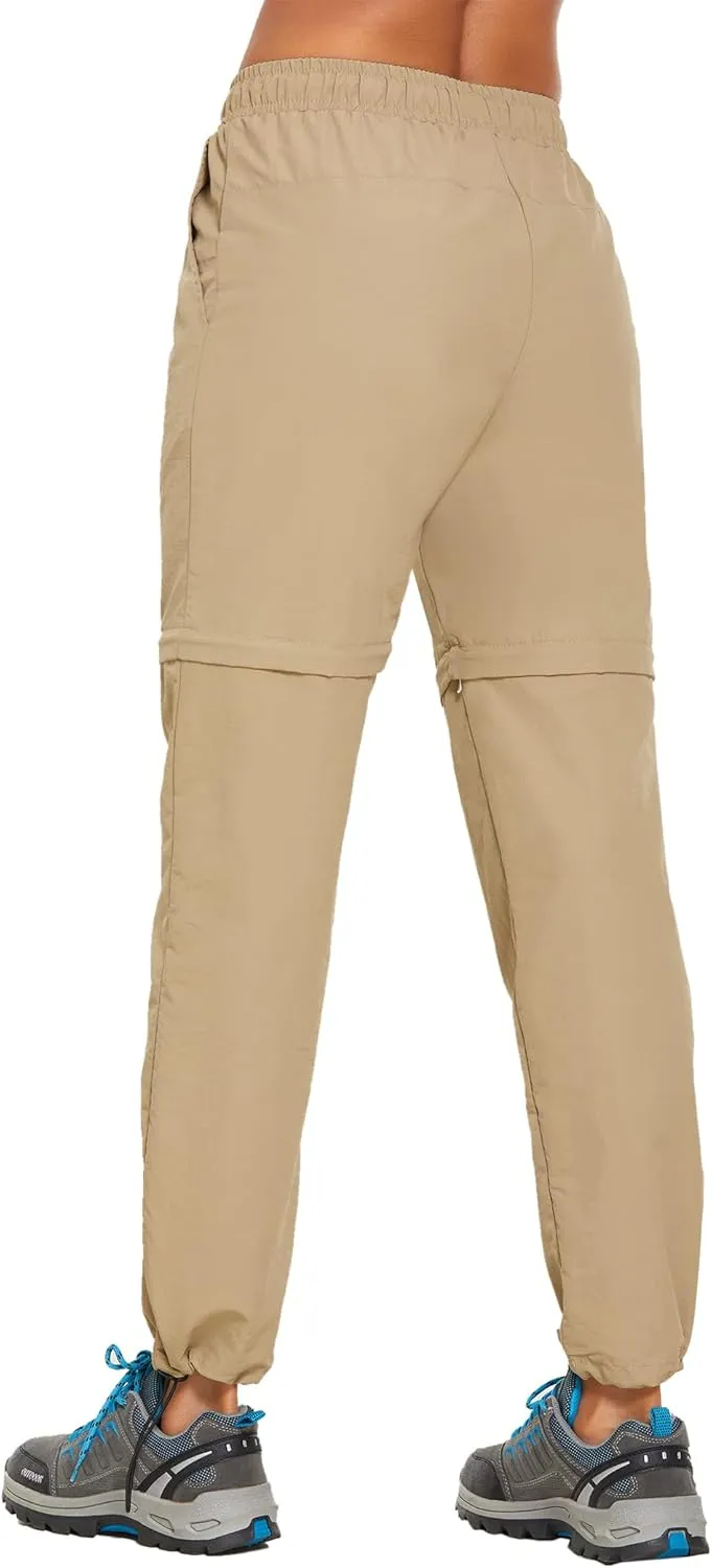 PINSPARK Women's Hiking Zip Off Pants Waterproof Convertible Shorts Lightweight for Camping Sweatpants with Pockets