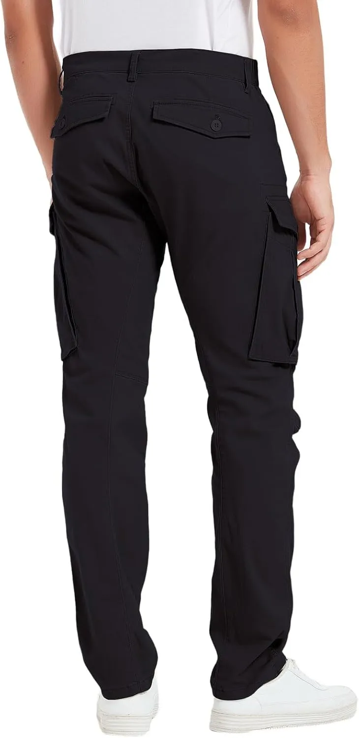 Plaid&Plain Men's Cargo Pants Slim Fit with Articulated Knees
