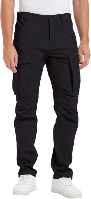 Plaid&Plain Men's Cargo Pants Slim Fit with Articulated Knees