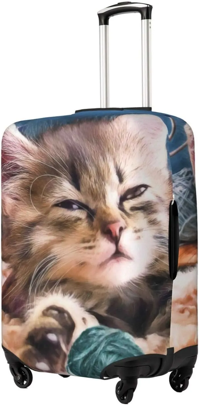 Playful Cat Print Washable Luggage Cover - Fashion Suitcase Protector Fits 18-32 Inch Luggage