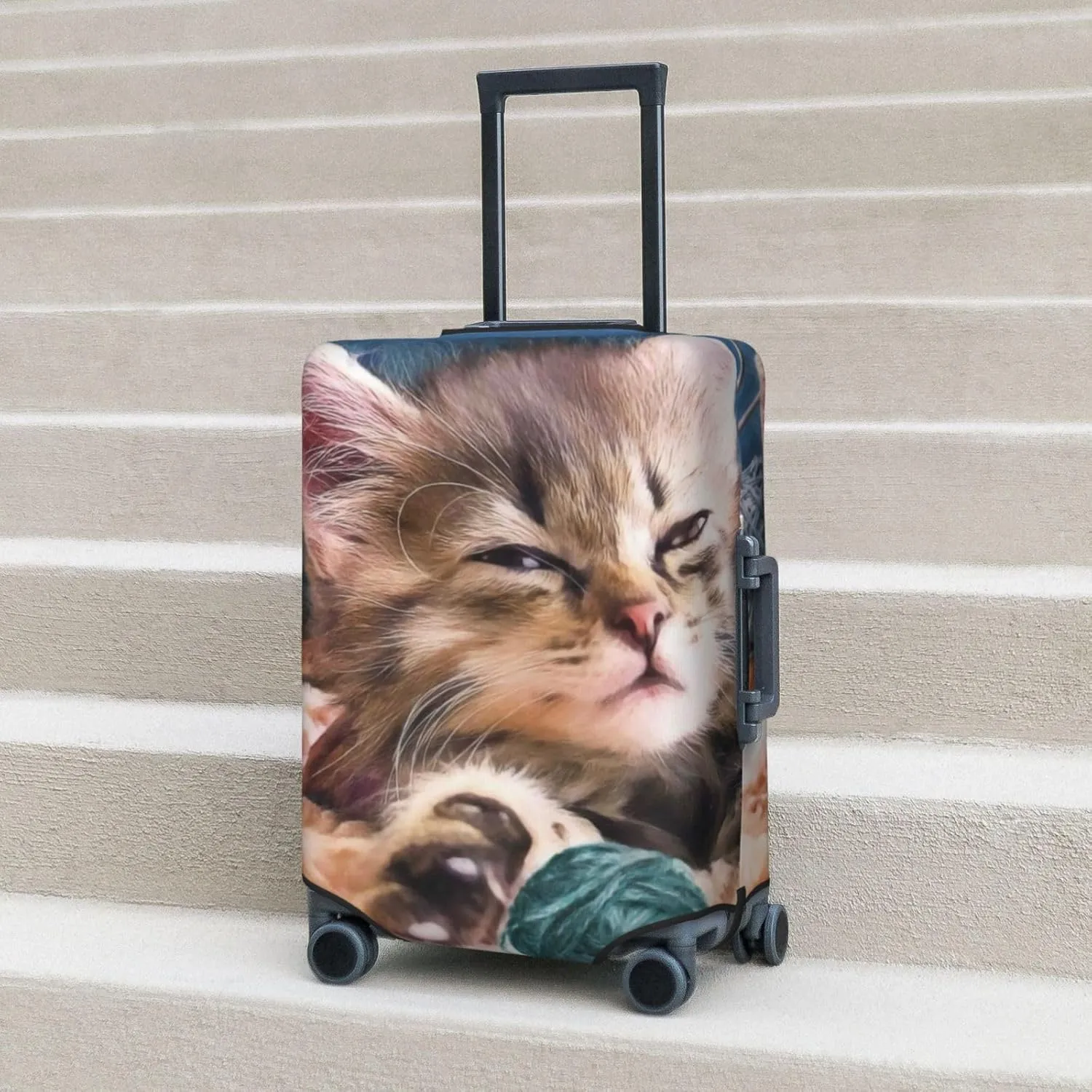 Playful Cat Print Washable Luggage Cover - Fashion Suitcase Protector Fits 18-32 Inch Luggage