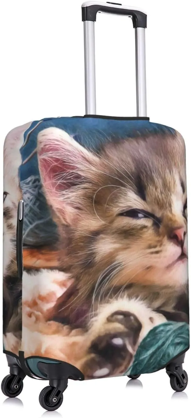 Playful Cat Print Washable Luggage Cover - Fashion Suitcase Protector Fits 18-32 Inch Luggage