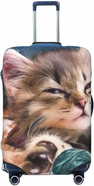 Playful Cat Print Washable Luggage Cover - Fashion Suitcase Protector Fits 18-32 Inch Luggage