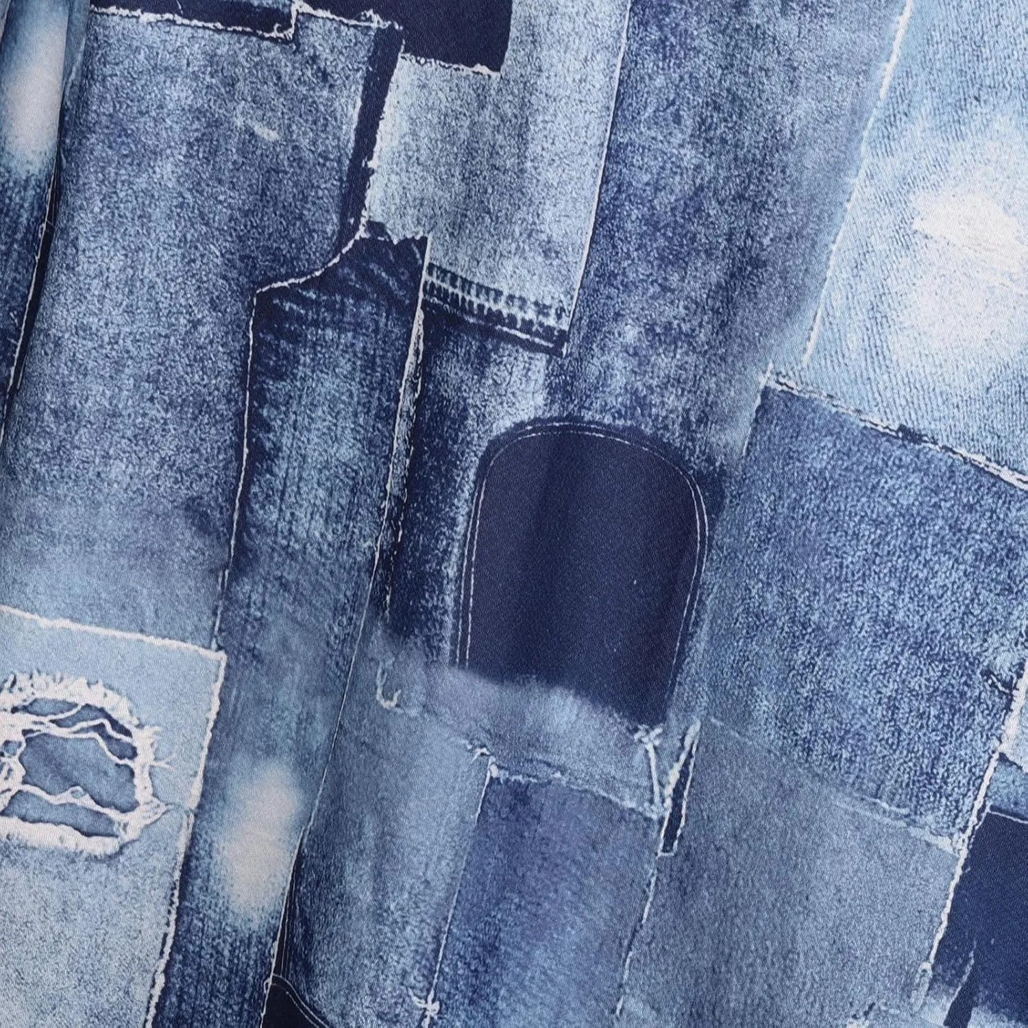 Plus Size Denim Dress for Women Patchwork Long Sleeve V Neck Distressed Jean Shirt Dress Summer Midi A Line Dresses