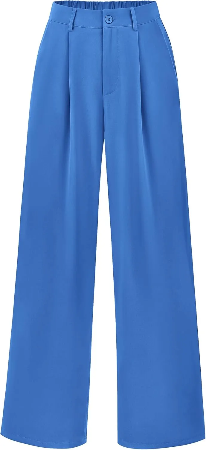 PRETTYGARDEN Palazzo Pants for Women Dressy High Elastic Waisted Business Casual Wide Leg Trousers Pant