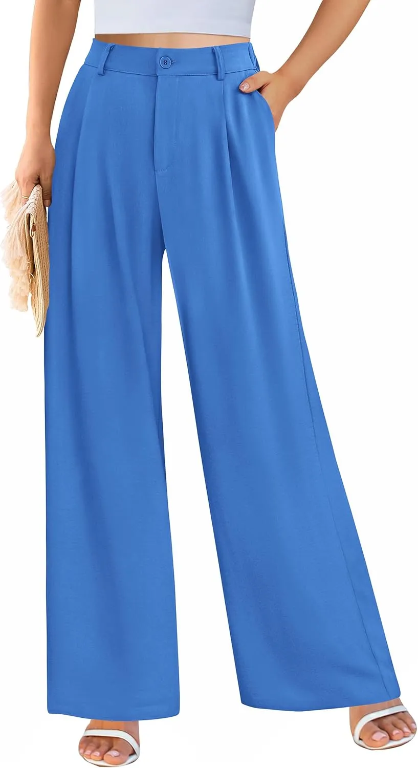 PRETTYGARDEN Palazzo Pants for Women Dressy High Elastic Waisted Business Casual Wide Leg Trousers Pant