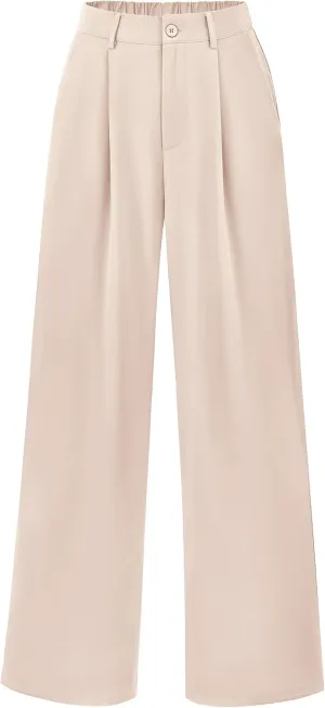 PRETTYGARDEN Palazzo Pants for Women Dressy High Elastic Waisted Business Casual Wide Leg Trousers Pant