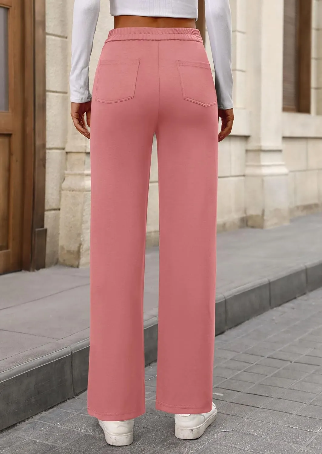PRETTYGARDEN Women's Dressy Casual Dress Pants Straight Leg High Elastic Waisted Stretch Trouser Slacks