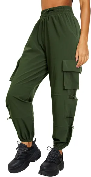 Quick Dry Cargo Pants Lightweight Tactical Hiking Pants with 6 Pockets for Women, Elastic Waist and Water-Resistant