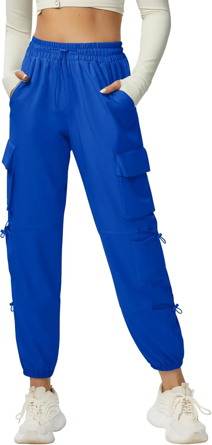 Quick Dry Cargo Pants Lightweight Tactical Hiking Pants with 6 Pockets for Women, Elastic Waist and Water-Resistant