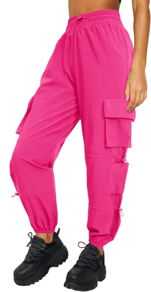 Quick Dry Cargo Pants Lightweight Tactical Hiking Pants with 6 Pockets for Women, Elastic Waist and Water-Resistant